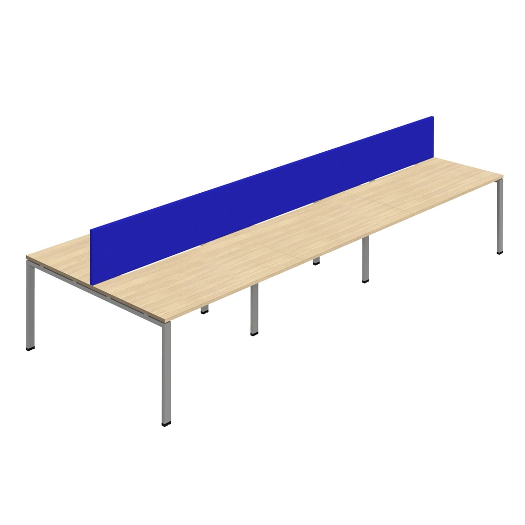 Synergy 6P Bench Desk|1600X800mm|GoalPost|NovaOak/Silver|Royal Blue Screen
