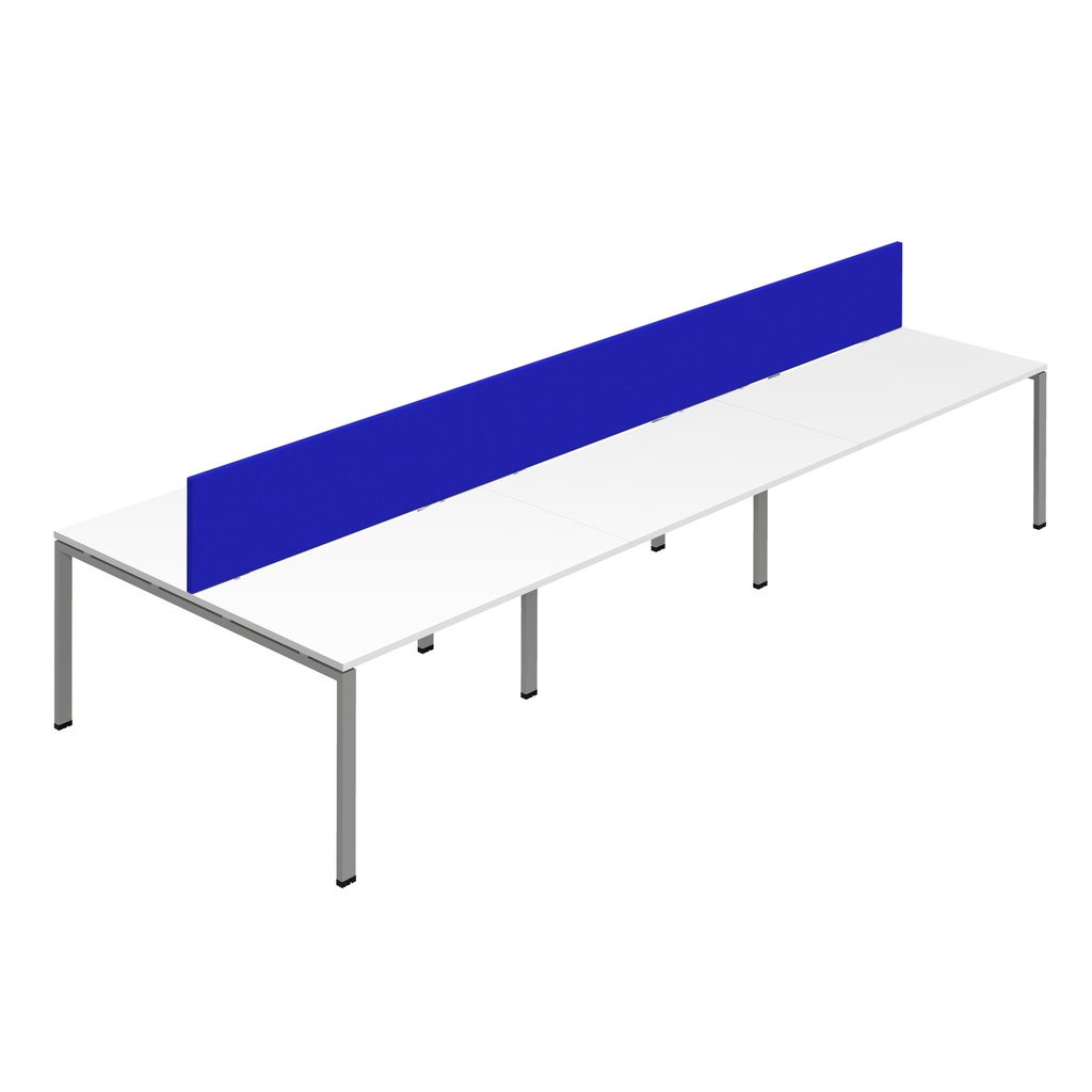 Synergy 6P Bench Desk|1600X800mm|GoalPost|White/Silver|Royal Blue Screen