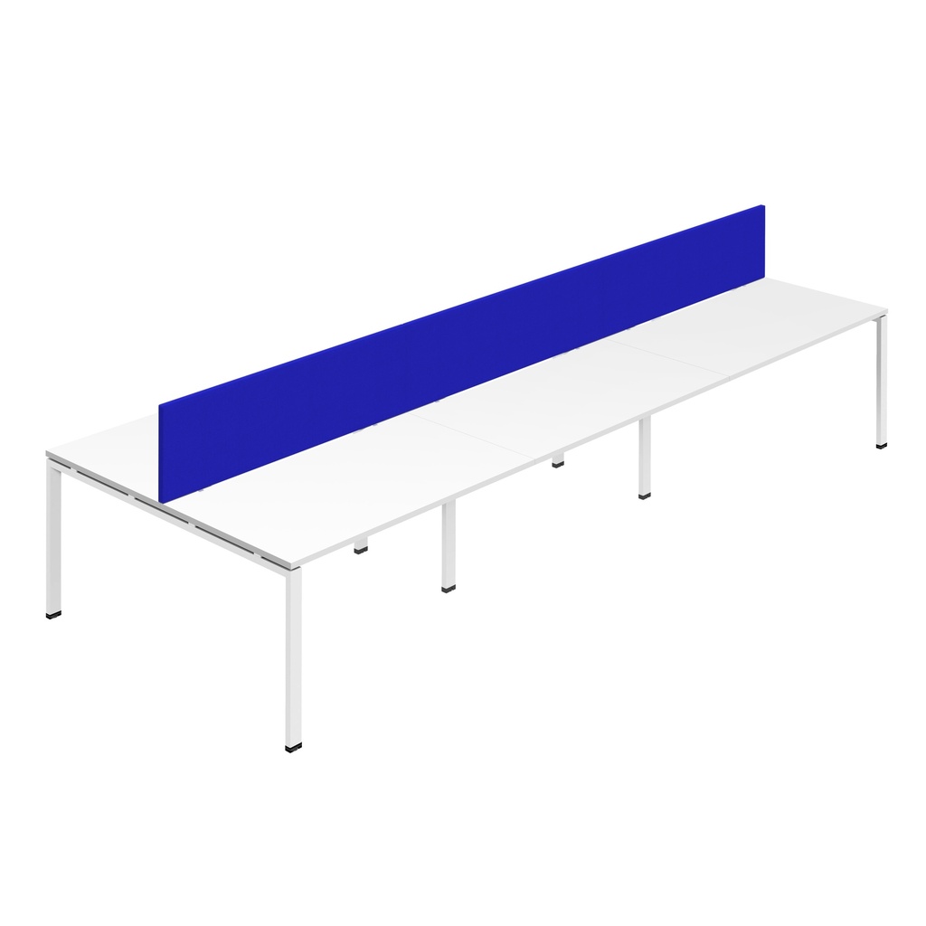 Synergy 6P Bench Desk|1600X800mm|GoalPost|White/White|Royal Blue Screen