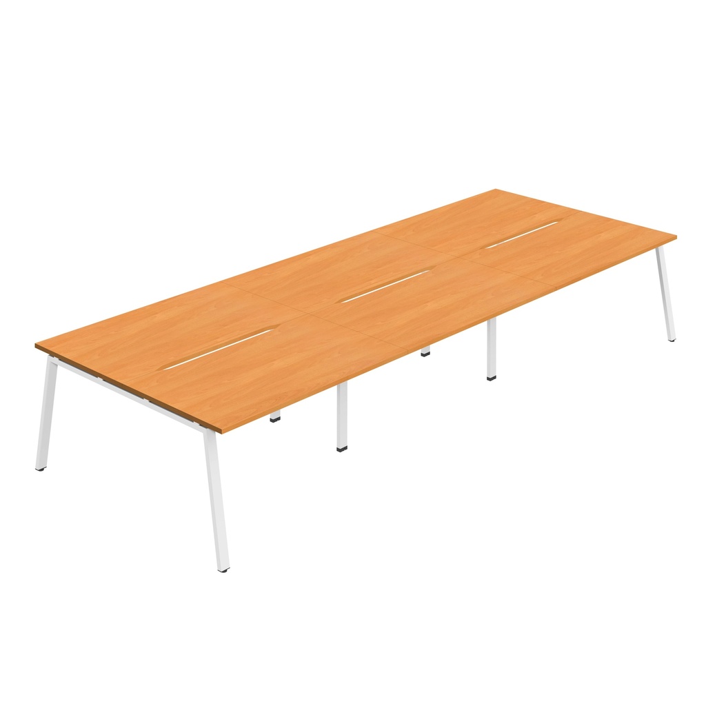 Synergy 6P Bench Desk|1200X800mm|A-Frame|Beech/White