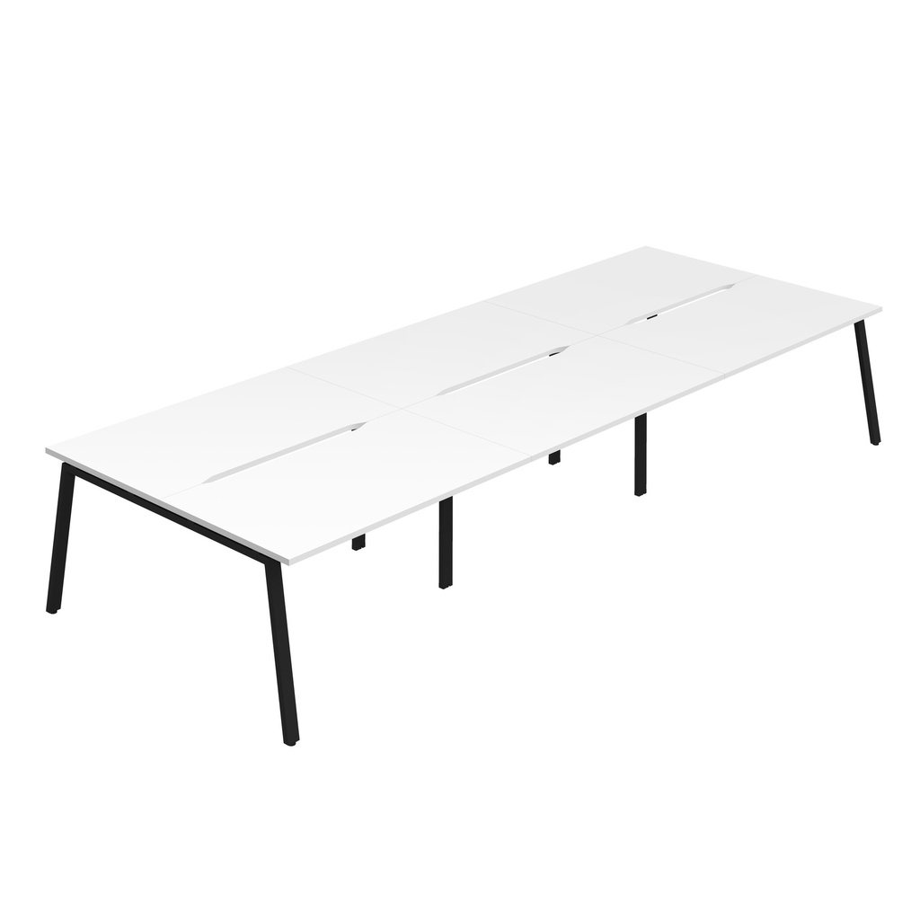 Synergy 6P Bench Desk|1200X800mm|A-Frame|White/Black