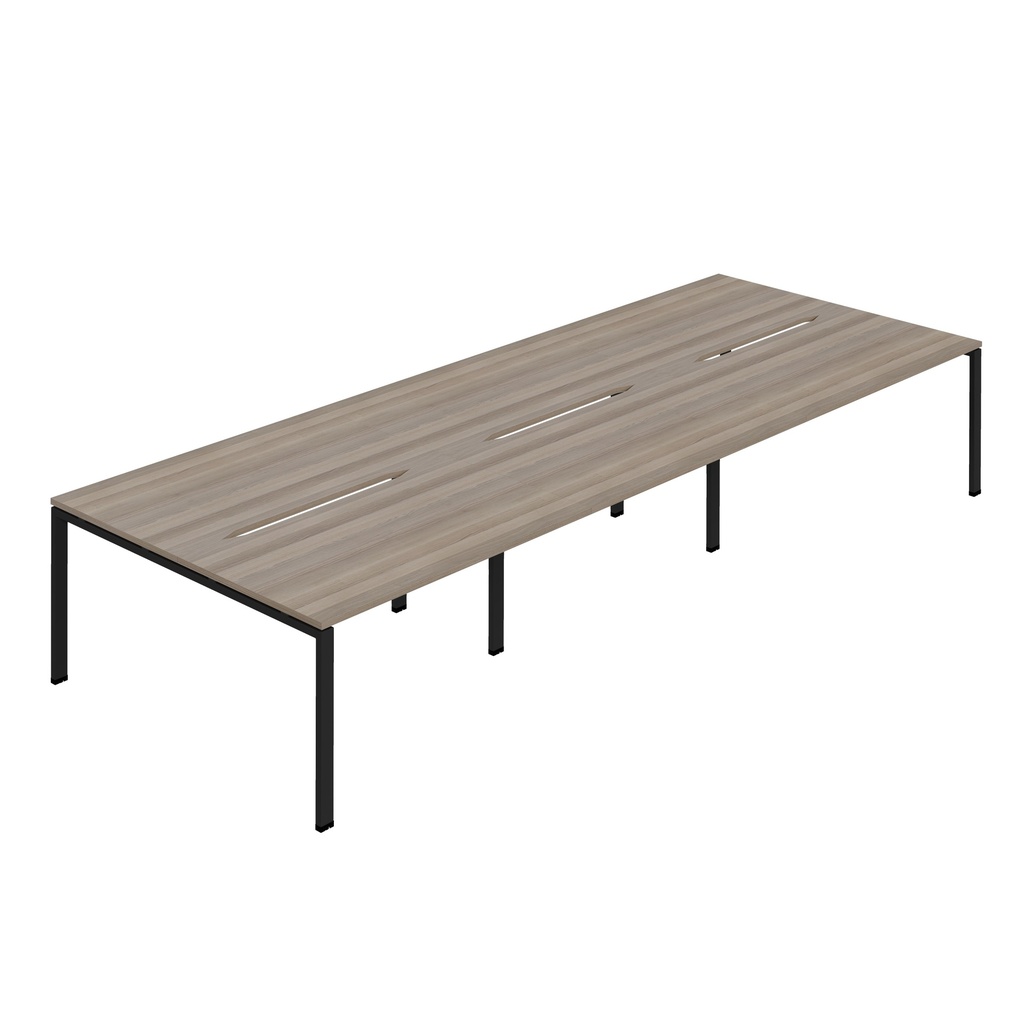 Synergy 6P Bench Desk|1200X800mm|GoalPost|GreyOak/Black