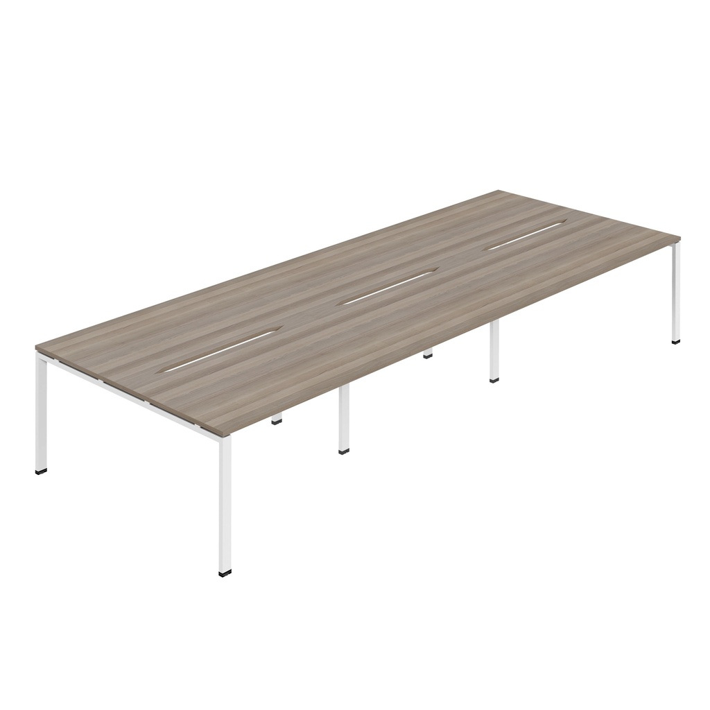 Synergy 6P Bench Desk|1200X800mm|GoalPost|GreyOak/White