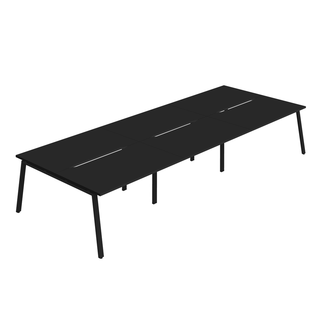 Synergy 6P Bench Desk|1400X800mm|A-Frame|Black/Black