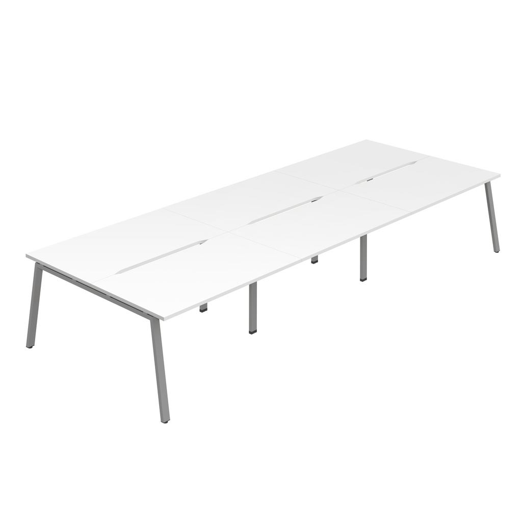 Synergy 6P Bench Desk|1400X800mm|A-Frame|White/Silver