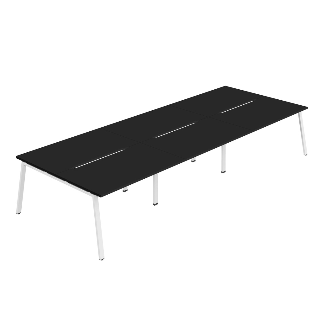 Synergy 6P Bench Desk|1600X800mm|A-Frame|Black/White