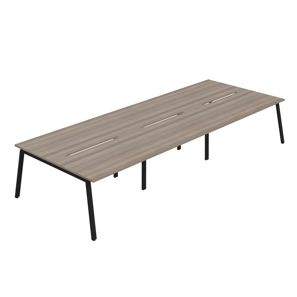 Synergy 6P Bench Desk|1600X800mm|A-Frame|GreyOak/Black