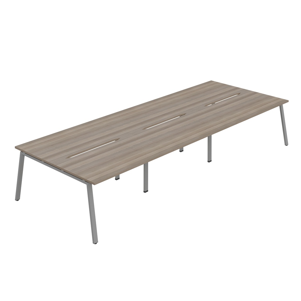 Synergy 6P Bench Desk|1600X800mm|A-Frame|GreyOak/Silver