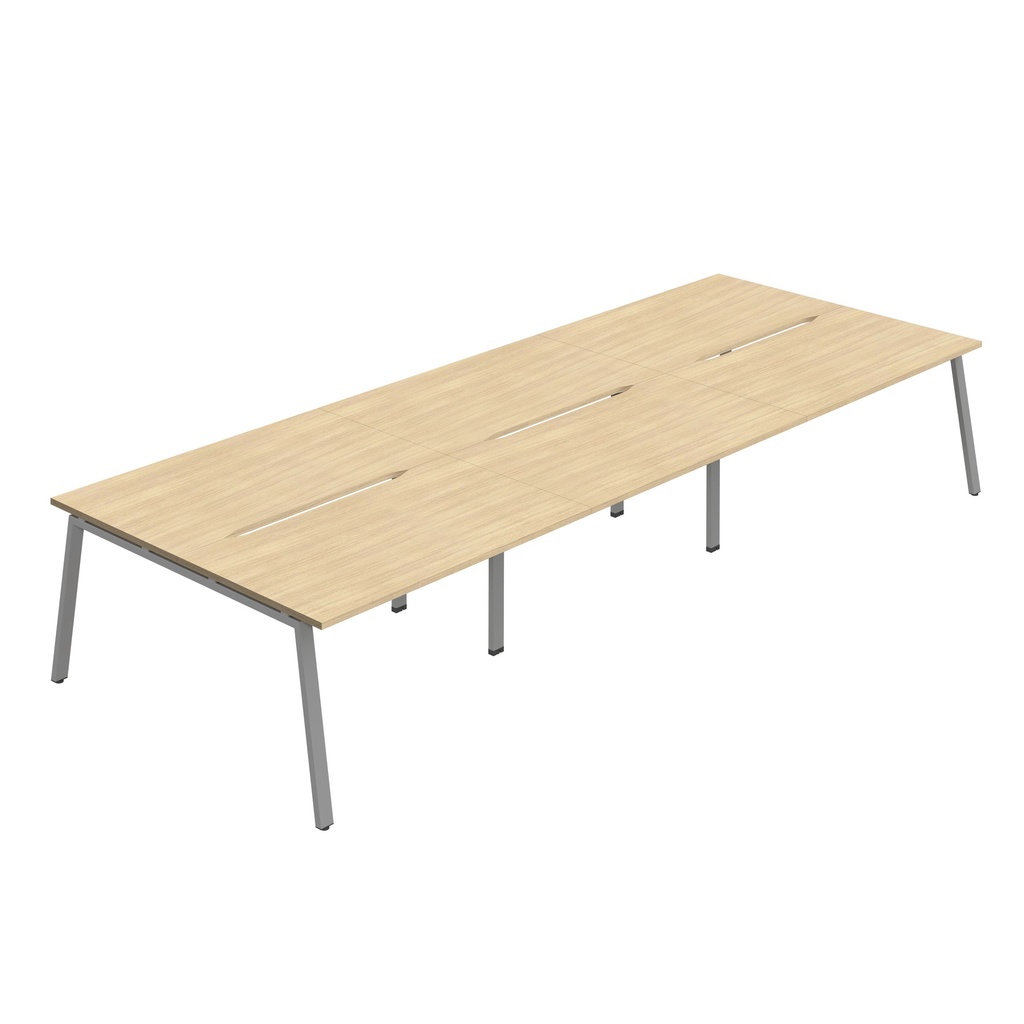 Synergy 6P Bench Desk|1600X800mm|A-Frame|NovaOak/Silver