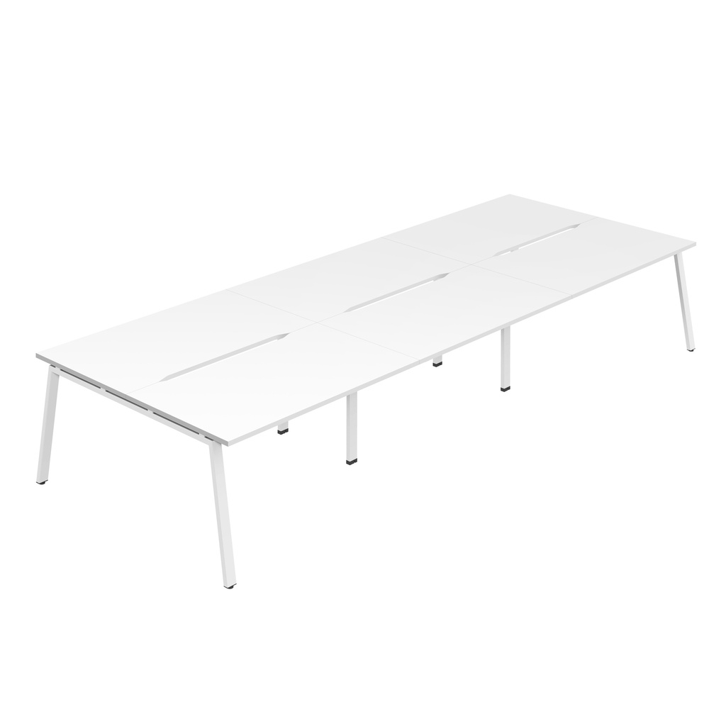 Synergy 6P Bench Desk|1600X800mm|A-Frame|White/White