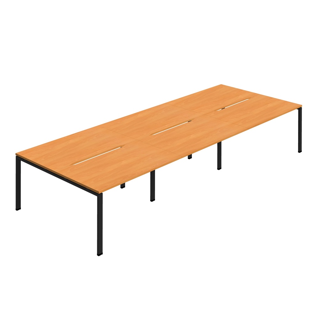Synergy 6P Bench Desk|1600X800mm|GoalPost|Beech/Black