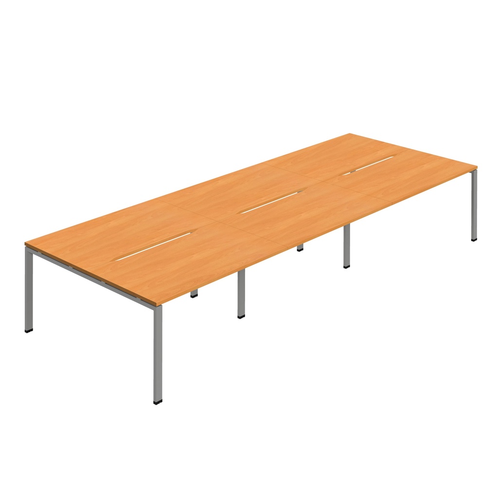 Synergy 6P Bench Desk|1600X800mm|GoalPost|Beech/Silver