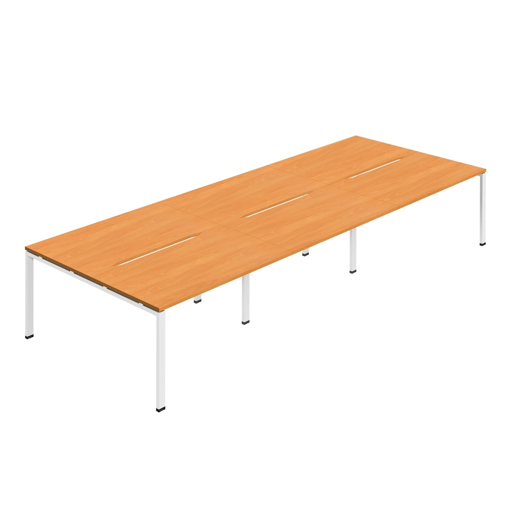 Synergy 6P Bench Desk|1600X800mm|GoalPost|Beech/White