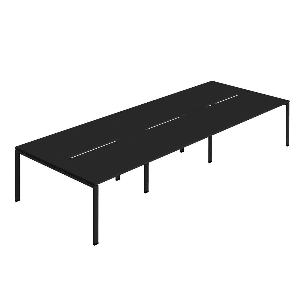 Synergy 6P Bench Desk|1600X800mm|GoalPost|Black/Black