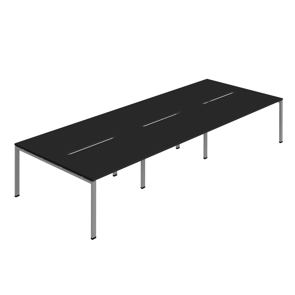 Synergy 6P Bench Desk|1600X800mm|GoalPost|Black/Silver