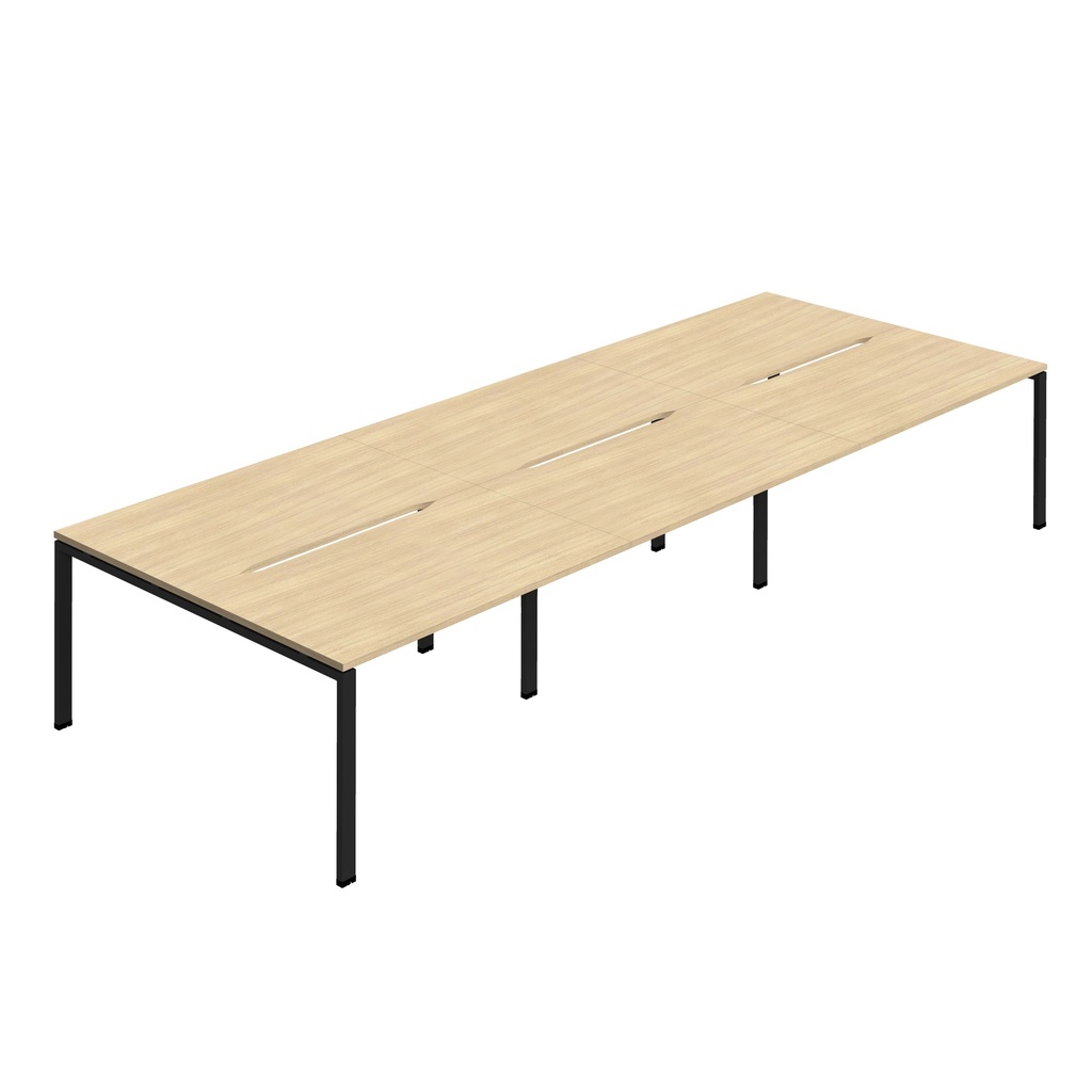Synergy 6P Bench Desk|1600X800mm|GoalPost|NovaOak/Black