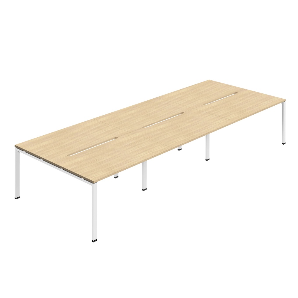 Synergy 6P Bench Desk|1600X800mm|GoalPost|NovaOak/White