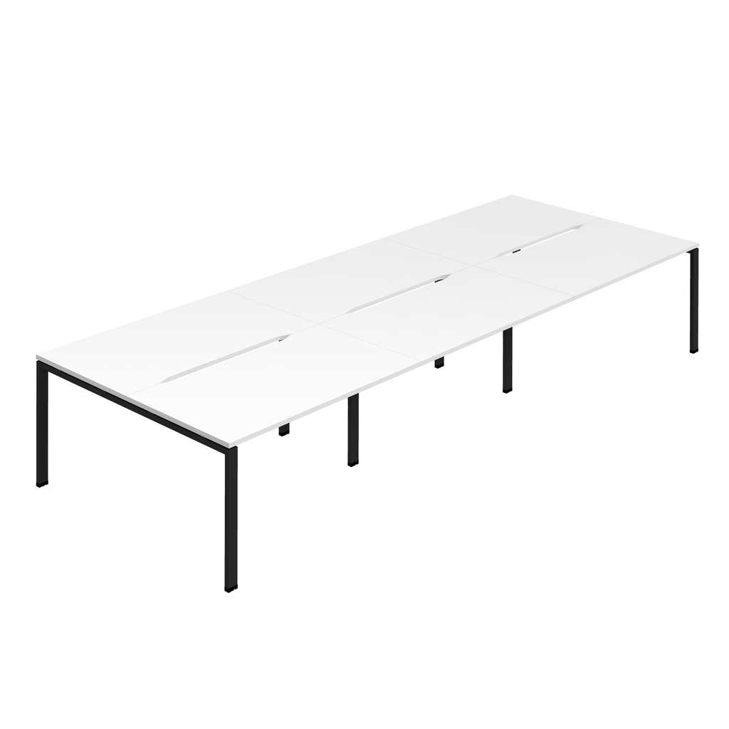 Synergy 6P Bench Desk|1600X800mm|GoalPost|White/Black