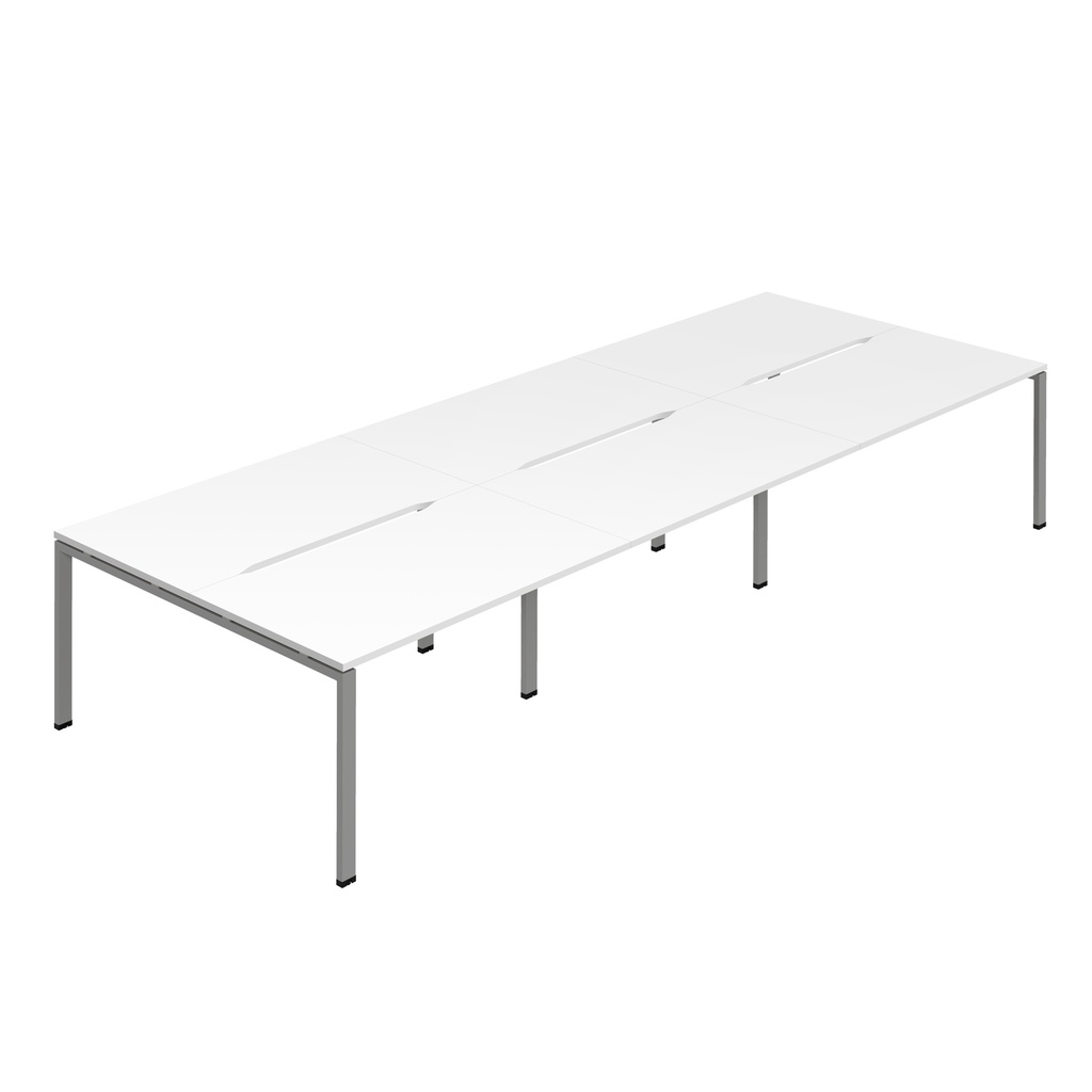 Synergy 6P Bench Desk|1600X800mm|GoalPost|White/Silver