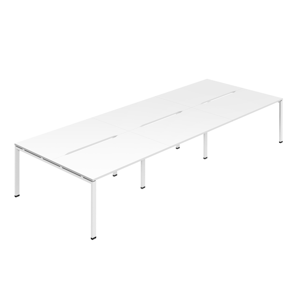 Synergy 6P Bench Desk|1600X800mm|GoalPost|White/White