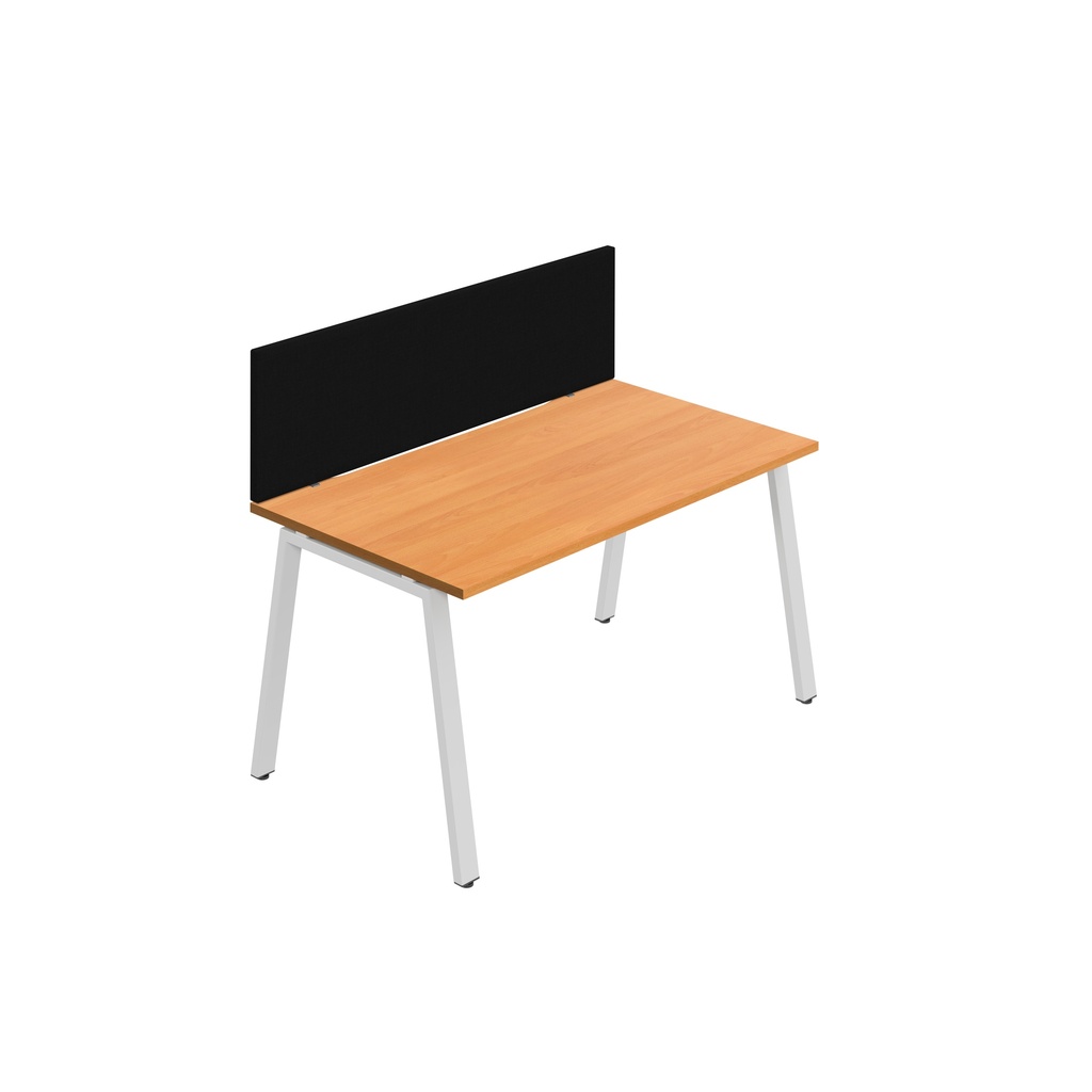 Synergy 1SP Bench Desk|1200X800mm|A-Frame|Beech/White|Black Screen