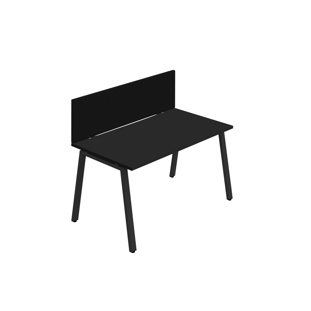 Synergy 1SP Bench Desk|1200X800mm|A-Frame|Black/Black|Black Screen
