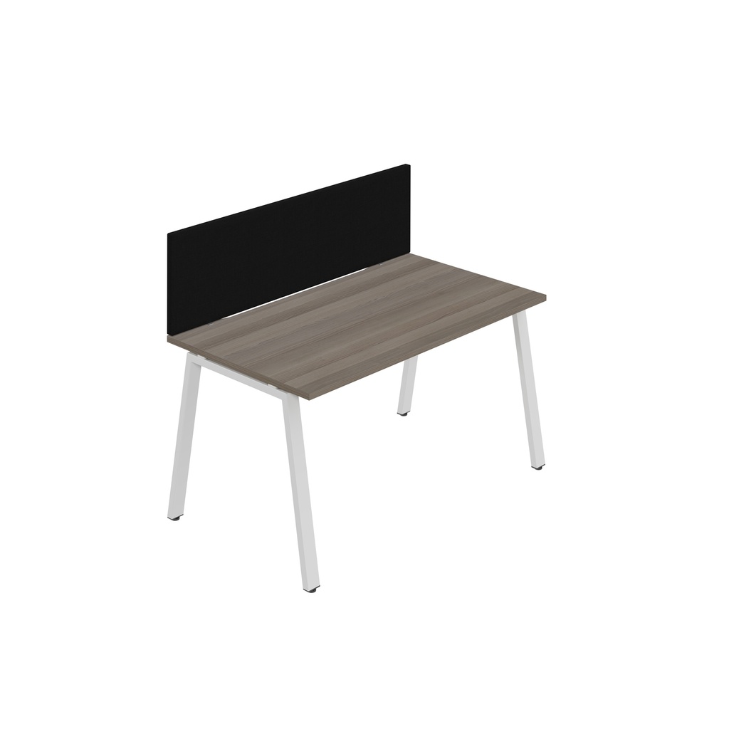 Synergy 1SP Bench Desk|1200X800mm|A-Frame|GreyOak/White|Black Screen