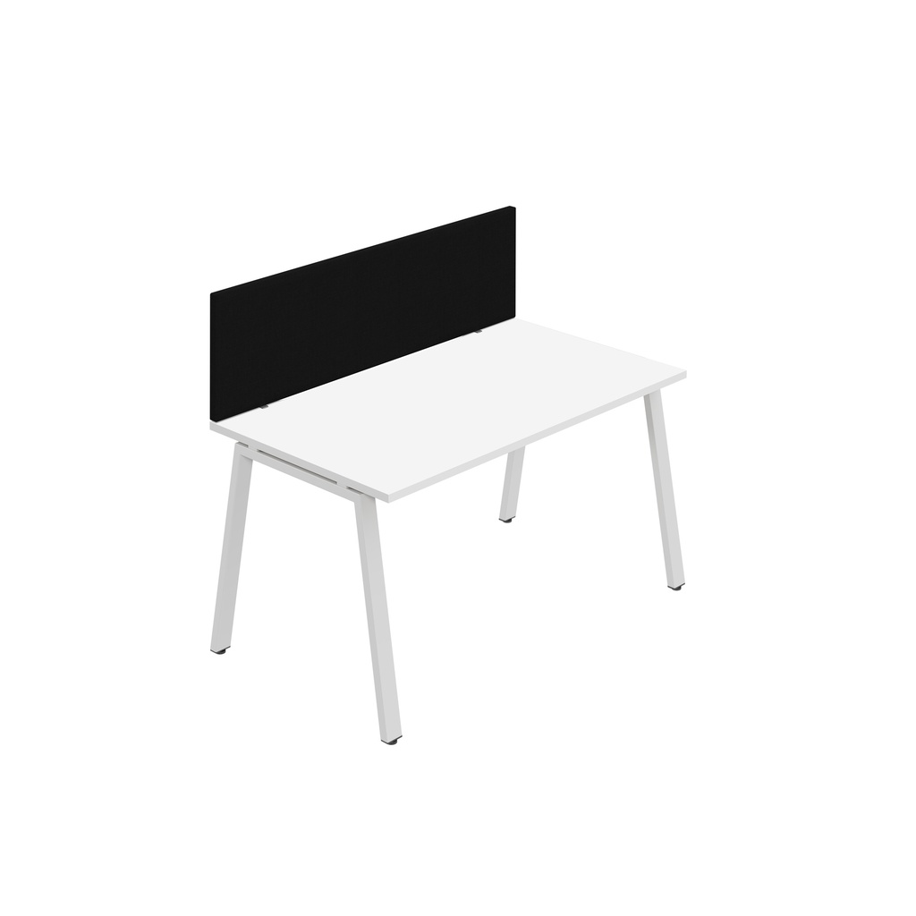 Synergy 1SP Bench Desk|1200X800mm|A-Frame|White/White|Black Screen