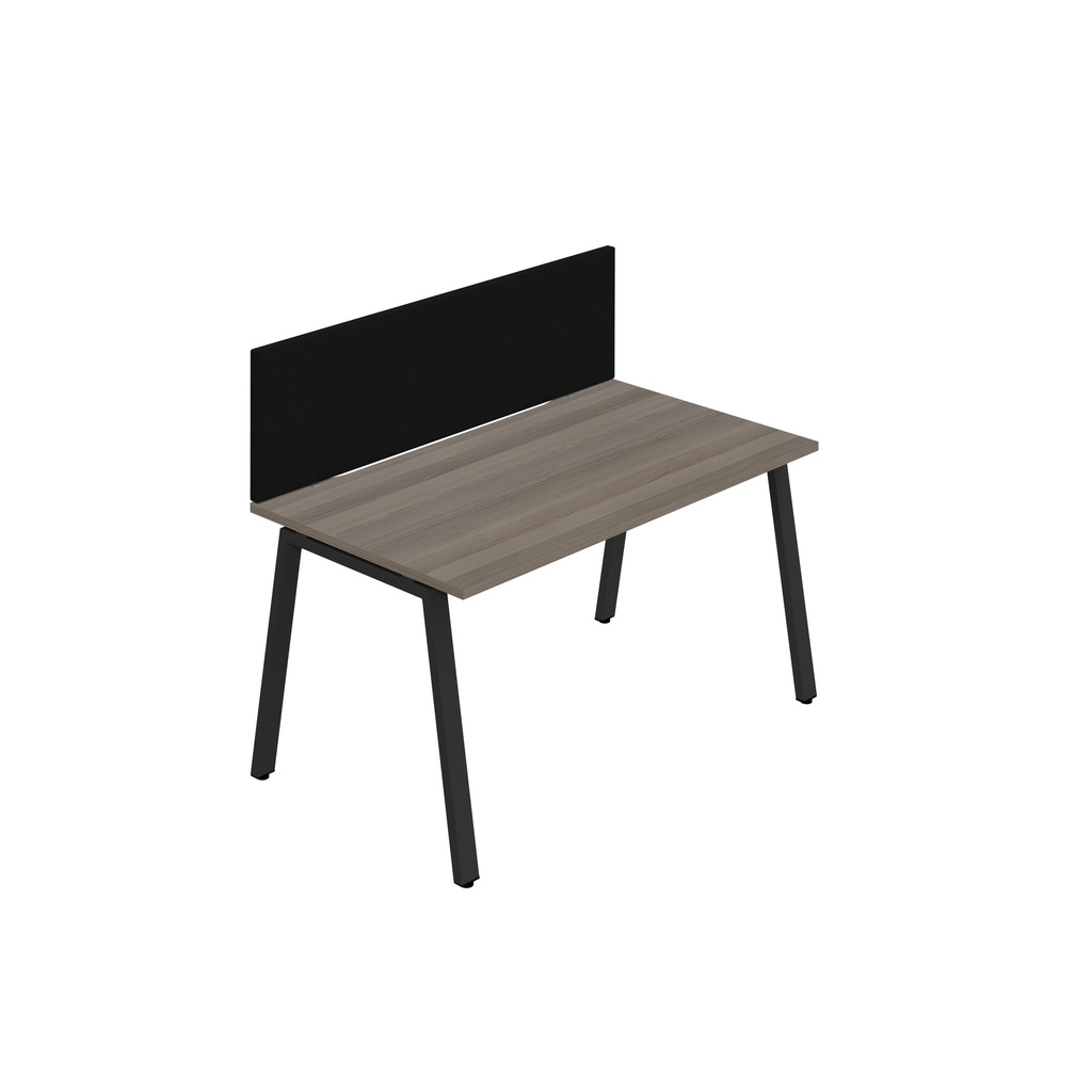 Synergy 1SP Bench Desk|1400X800mm|A-Frame|GreyOak/Black|Black Screen