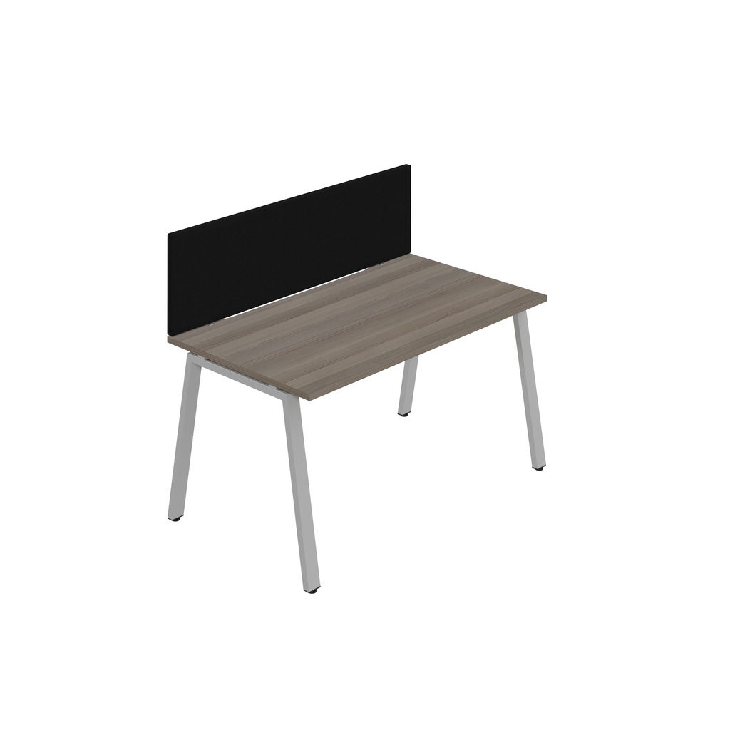 Synergy 1SP Bench Desk|1400X800mm|A-Frame|GreyOak/Silver|Black Screen