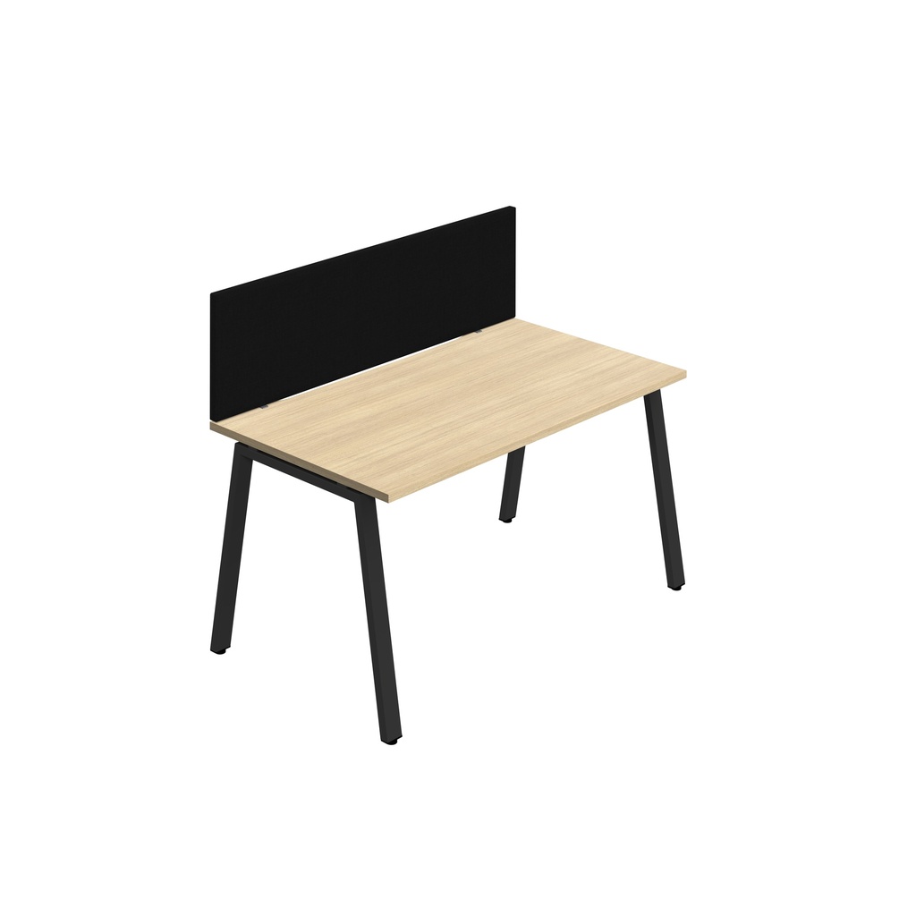 Synergy 1SP Bench Desk|1400X800mm|A-Frame|NovaOak/Black|Black Screen