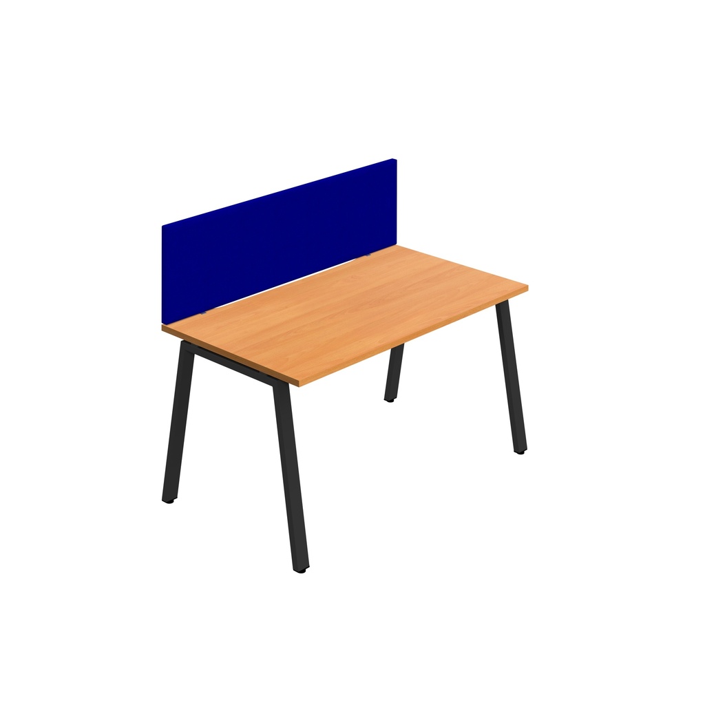 Synergy 1SP Bench Desk|1200X800mm|A-Frame|Beech/Black|Royal Blue Screen