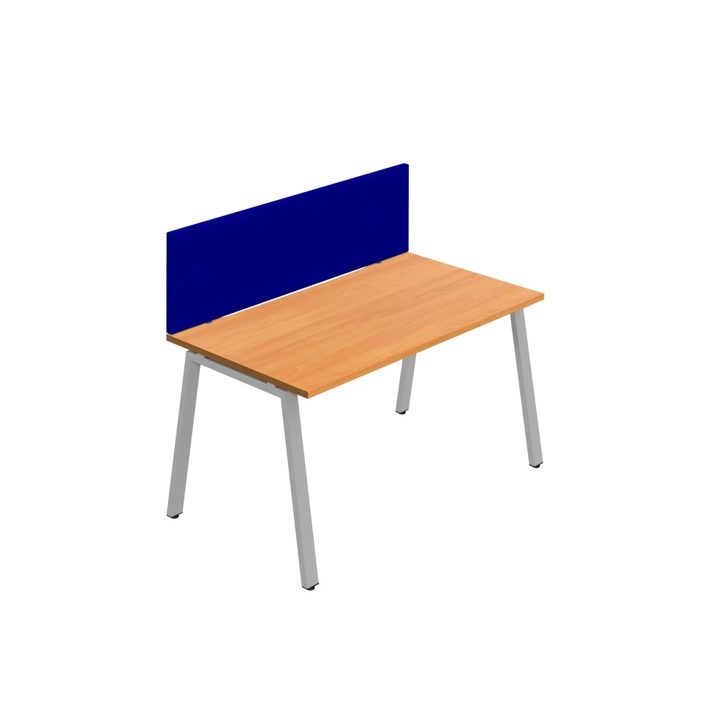 Synergy 1SP Bench Desk|1200X800mm|A-Frame|Beech/Silver|Royal Blue Screen