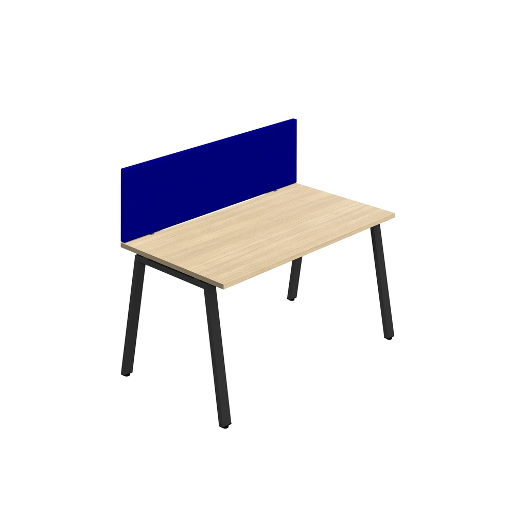 Synergy 1SP Bench Desk|1200X800mm|A-Frame|NovaOak/Black|Royal Blue Screen