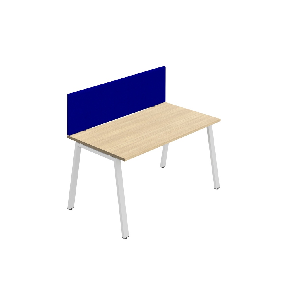 Synergy 1SP Bench Desk|1200X800mm|A-Frame|NovaOak/White|Royal Blue Screen