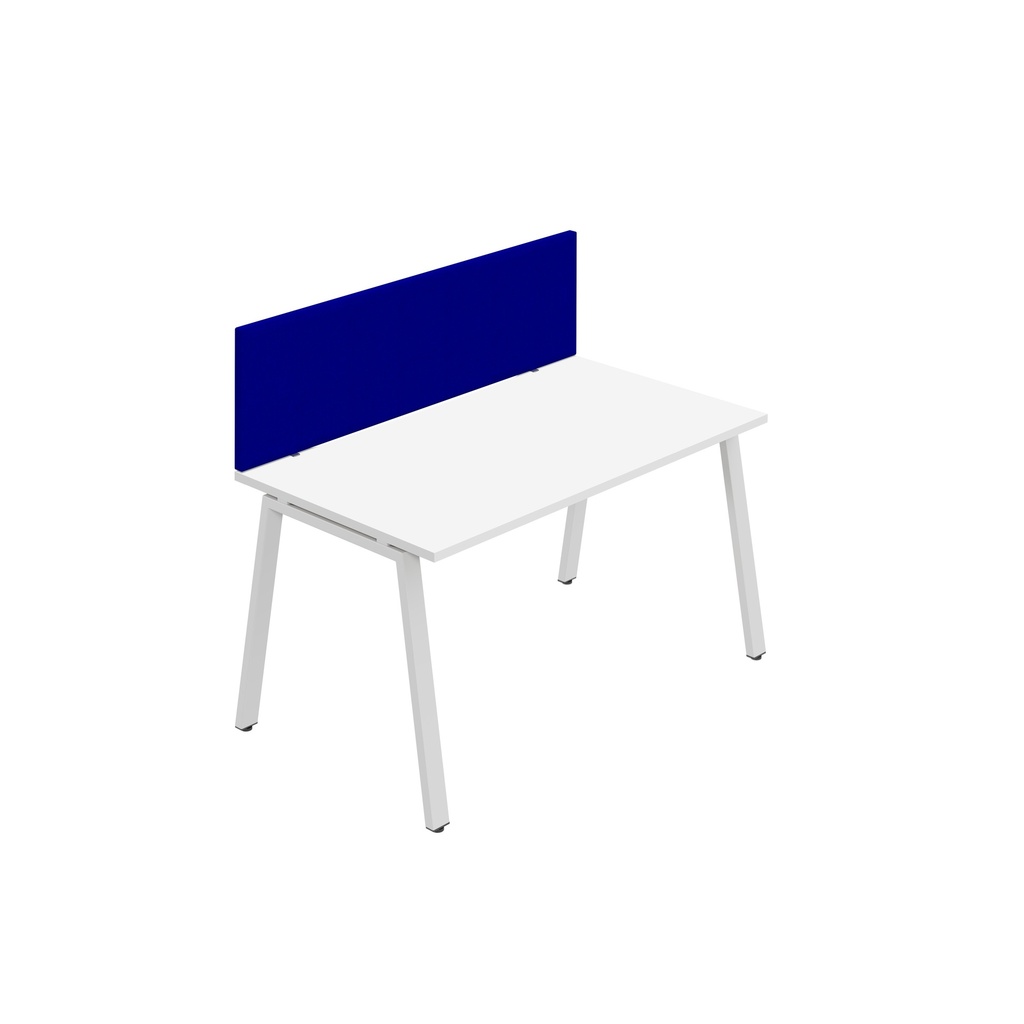 Synergy 1SP Bench Desk|1200X800mm|A-Frame|White/White|Royal Blue Screen