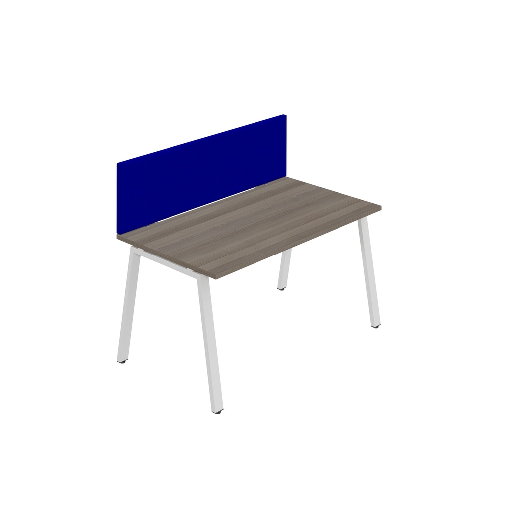 Synergy 1SP Bench Desk|1400X800mm|A-Frame|GreyOak/White|Royal Blue Screen