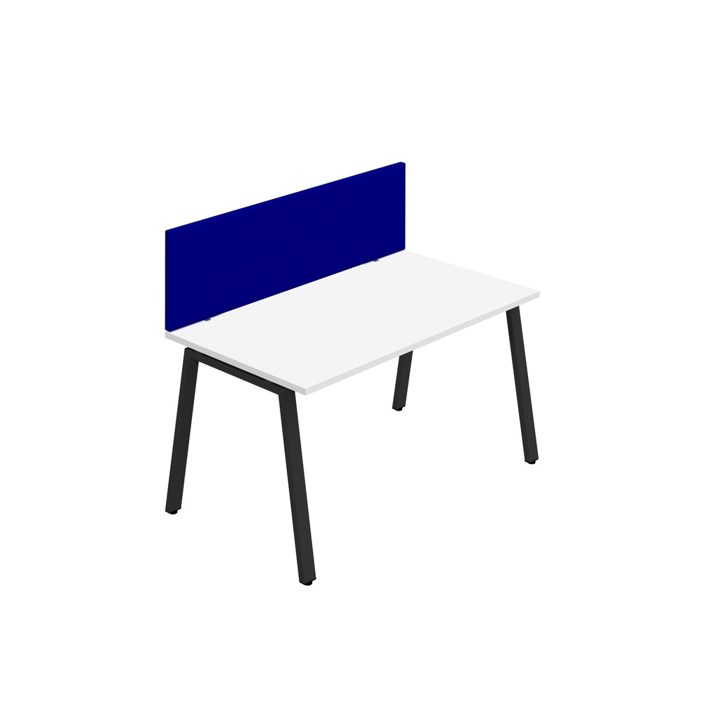 Synergy 1SP Bench Desk|1400X800mm|A-Frame|White/Black|Royal Blue Screen