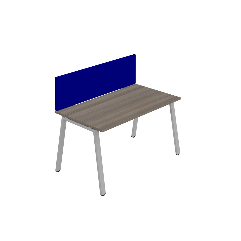 Synergy 1SP Bench Desk|1600X800mm|A-Frame|GreyOak/Silver|Royal Blue Screen