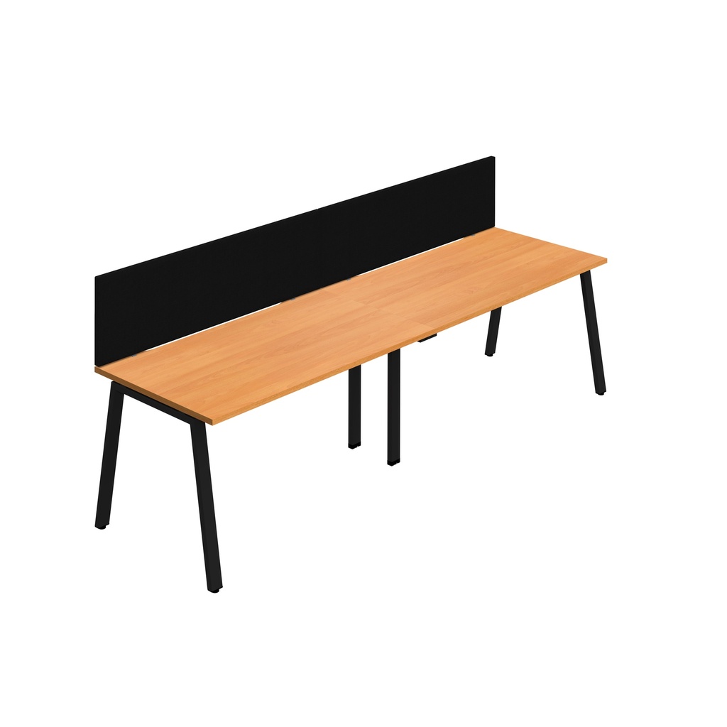 Synergy 2SP Bench Desk|1200X800mm|A-Frame|Beech/Black|Black Screen