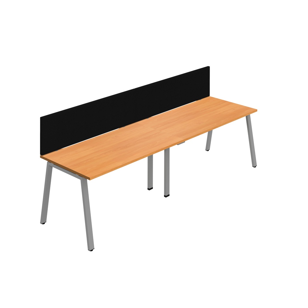Synergy 2SP Bench Desk|1200X800mm|A-Frame|Beech/Silver|Black Screen