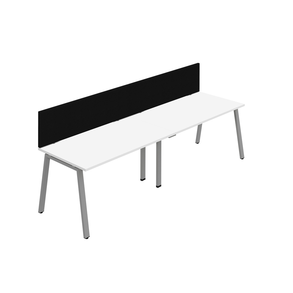 Synergy 2SP Bench Desk|1200X800mm|A-Frame|White/Silver|Black Screen