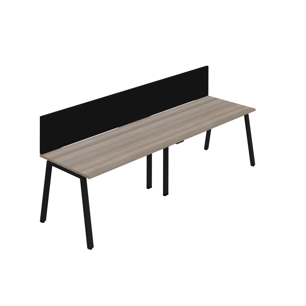 Synergy 2SP Bench Desk|1400X800mm|A-Frame|GreyOak/Black|Black Screen