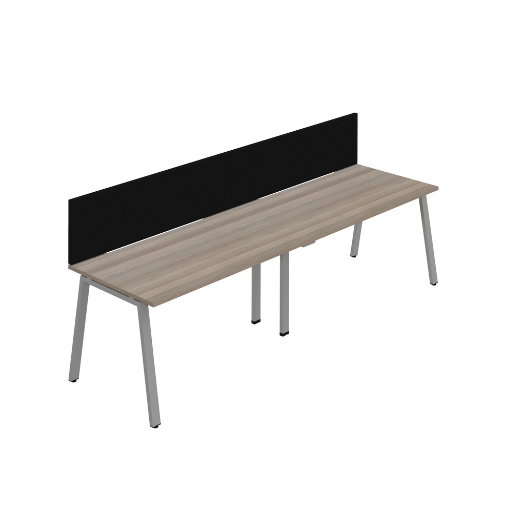 Synergy 2SP Bench Desk|1600X800mm|A-Frame|GreyOak/Silver|Black Screen