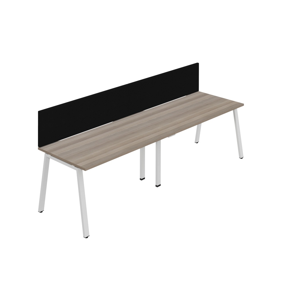 Synergy 2SP Bench Desk|1600X800mm|A-Frame|GreyOak/White|Black Screen