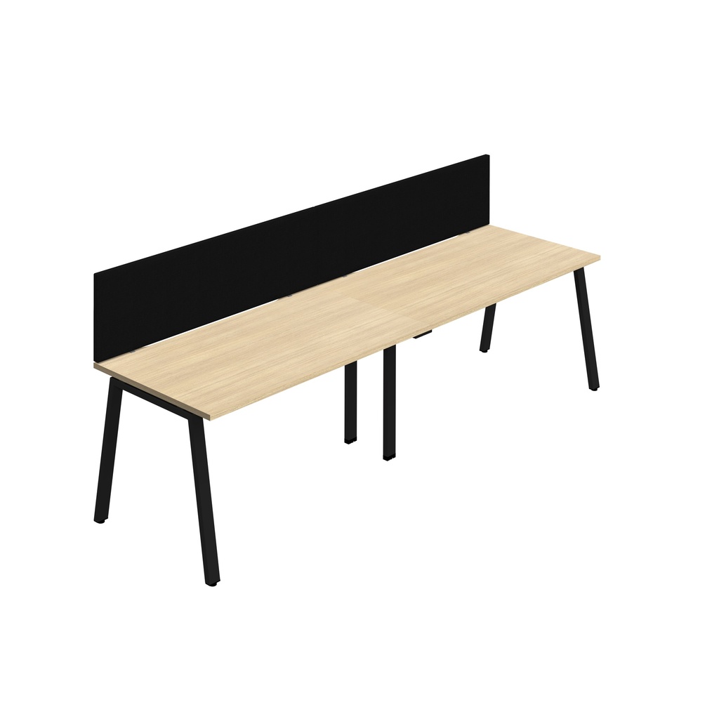 Synergy 2SP Bench Desk|1600X800mm|A-Frame|NovaOak/Black|Black Screen