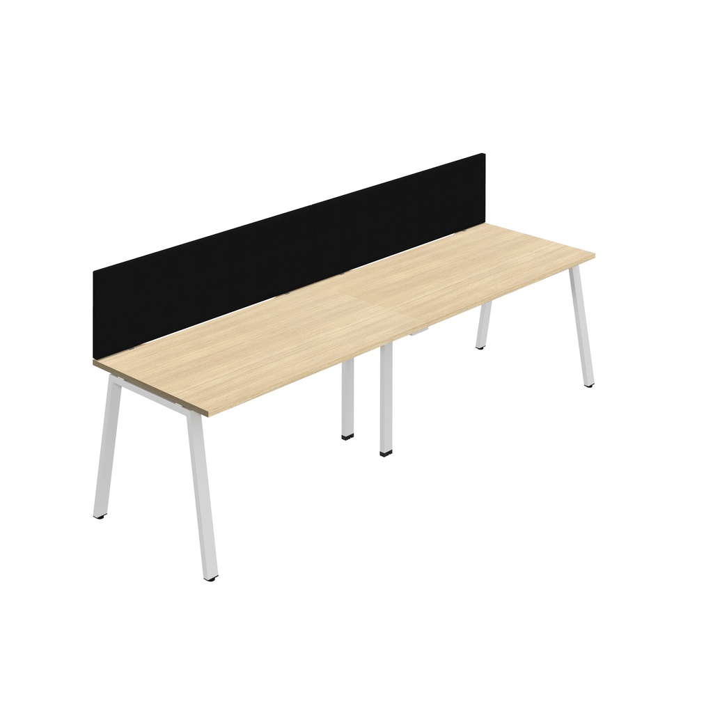 Synergy 2SP Bench Desk|1600X800mm|A-Frame|NovaOak/White|Black Screen