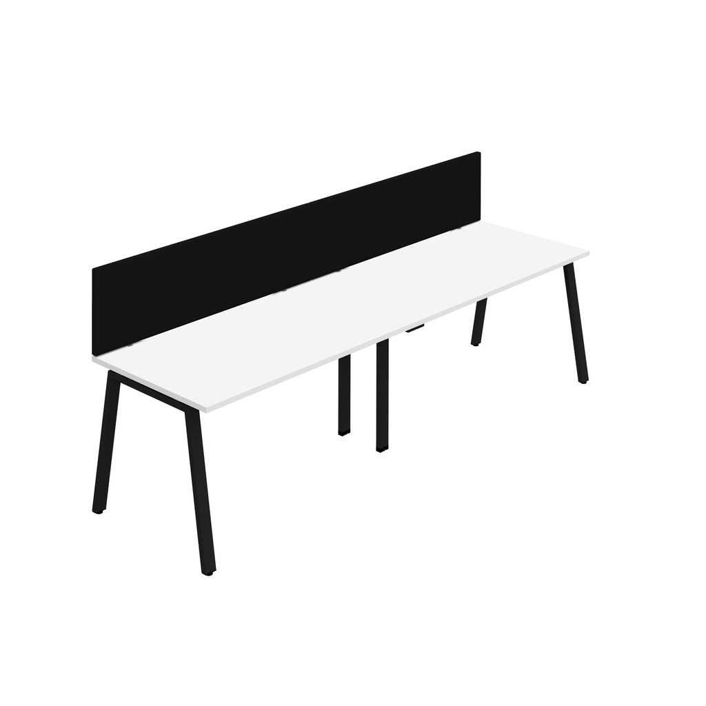 Synergy 2SP Bench Desk|1600X800mm|A-Frame|White/Black|Black Screen