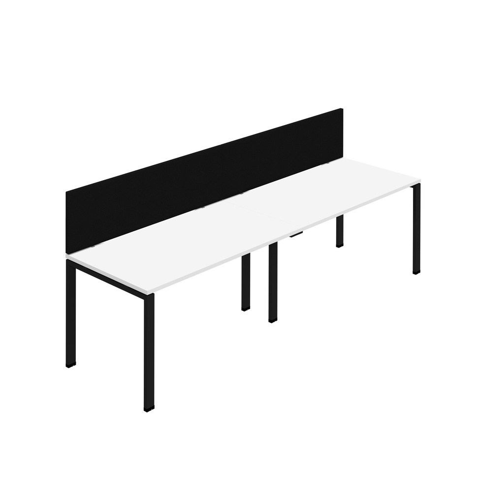Synergy 2SP Bench Desk|1600X800mm|GoalPost|White/Black|Black Screen