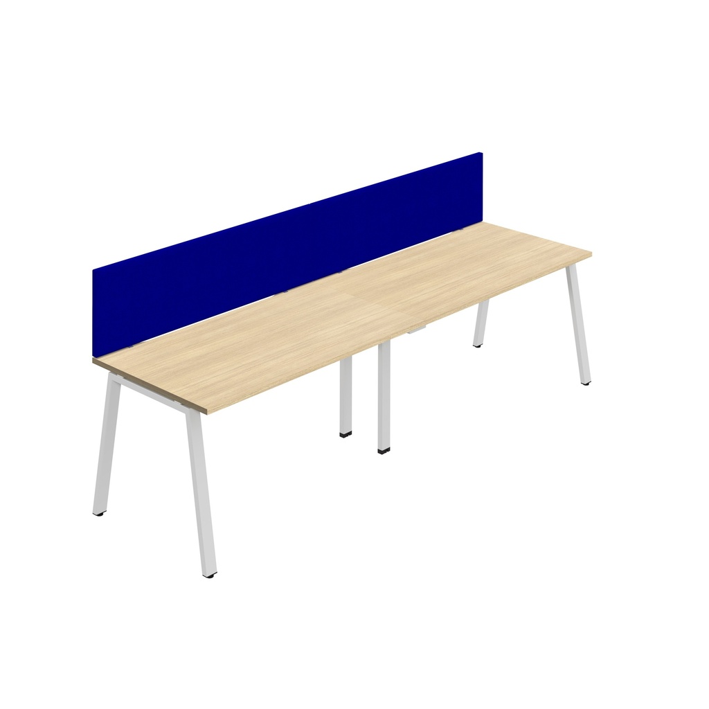 Synergy 2SP Bench Desk|1200X800mm|A-Frame|NovaOak/White|Royal Blue Screen